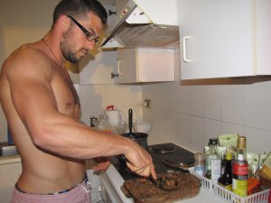 Packing the meat mixture down