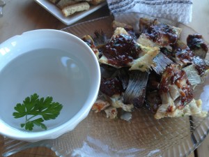 Blue cod wings with plum sauce