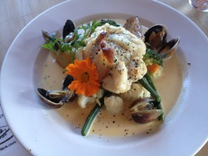 Blue cod wrapped in smoky bacon