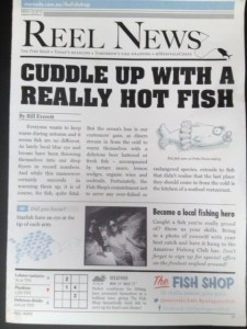 Reel news- the menu cover, giving it the used ewspaper feel