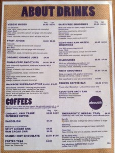 Extensive drinks menu