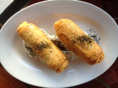 Spicy Lamb & Pinenut Borek with Tzatziki
